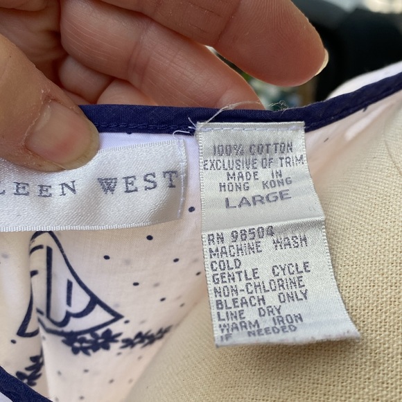 100% Cotton EILEEN WEST Navy and White Nightgown SZ L - Picture 7 of 7